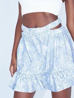 Princess Polly Piper Cut Out Mini Skirt Blue NWT